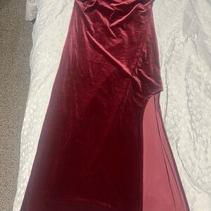 Target Velvet Maxi Dress in Deep Burgundy and Dusty Rose